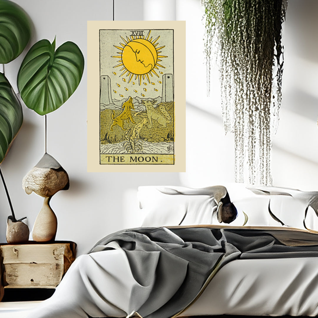 The Moon Number 18 Canvas Print - Tarot Card Art for Home or Office - Apothecary Decor