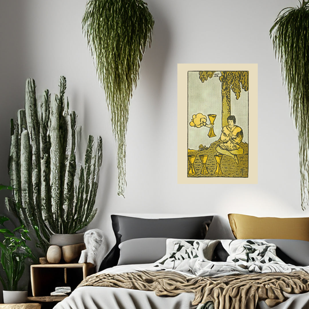 Four Of Cups Canvas Print - Tarot Card Art for Home or Office - Apothecary Decor