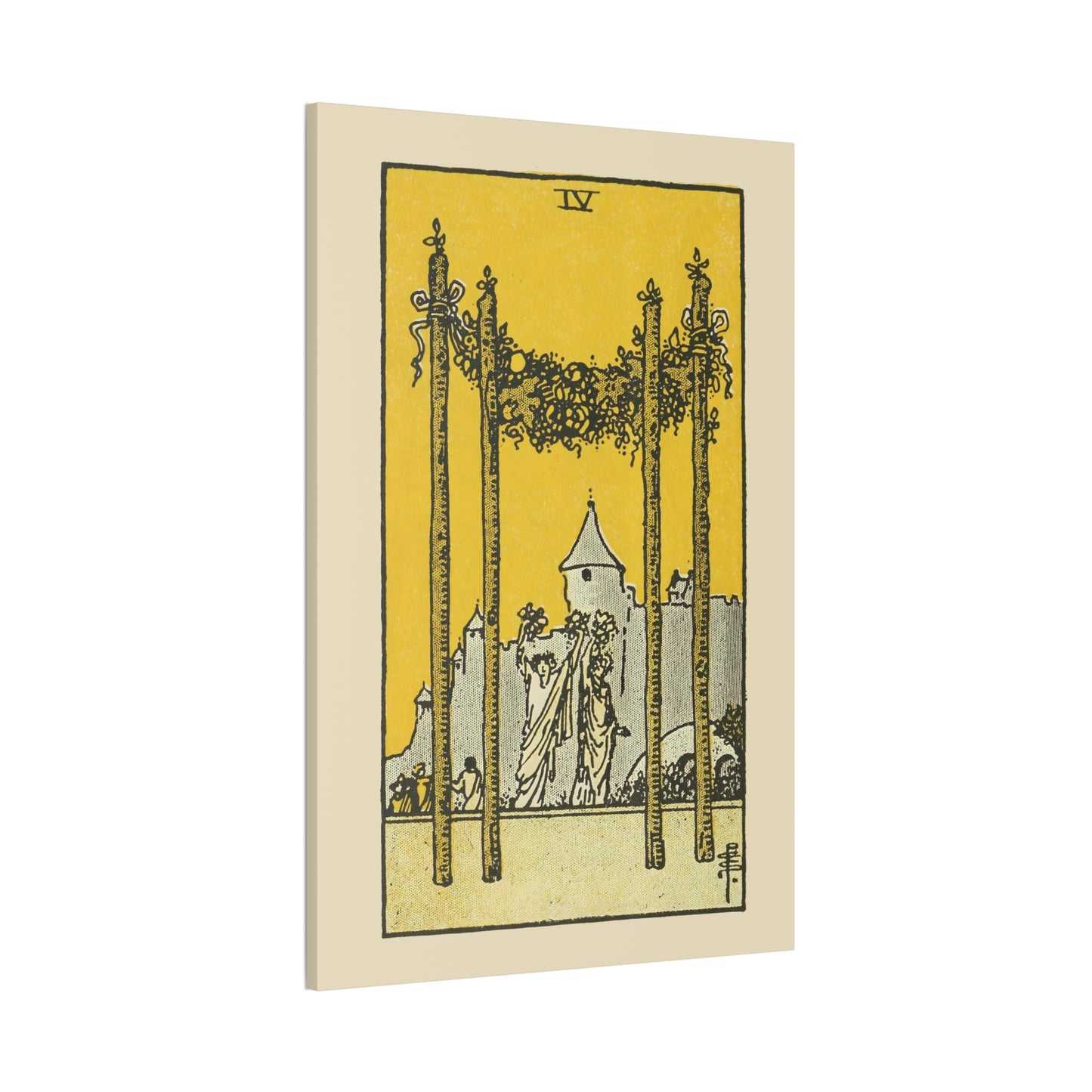 Four Of Wands Canvas Print - Tarot Card Art for Home or Office - Apothecary Decor