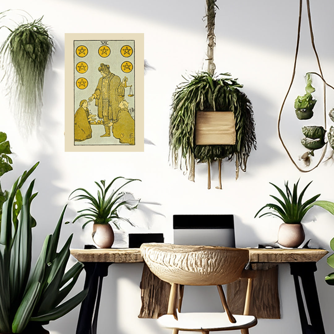 Six Of Pentacles Canvas Print - Tarot Card Art for Home or Office - Apothecary Decor