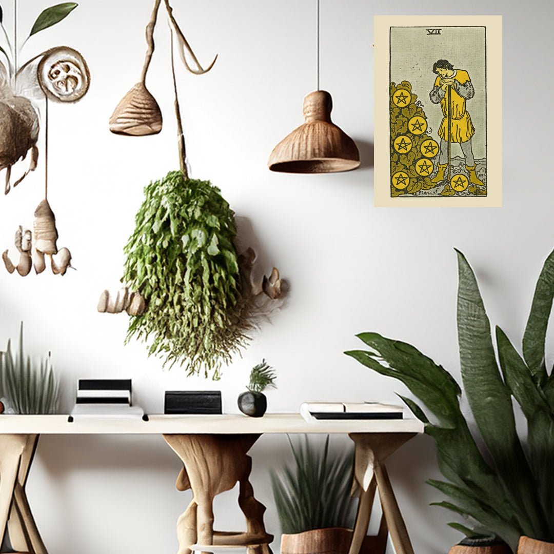 Seven Of Pentacles Canvas Print - Tarot Card Art for Home or Office - Apothecary Decor