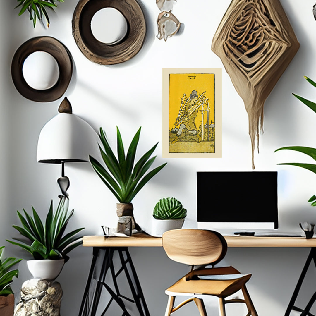 Seven Of Swords Canvas Print - Tarot Card Art for Home or Office - Apothecary Decor