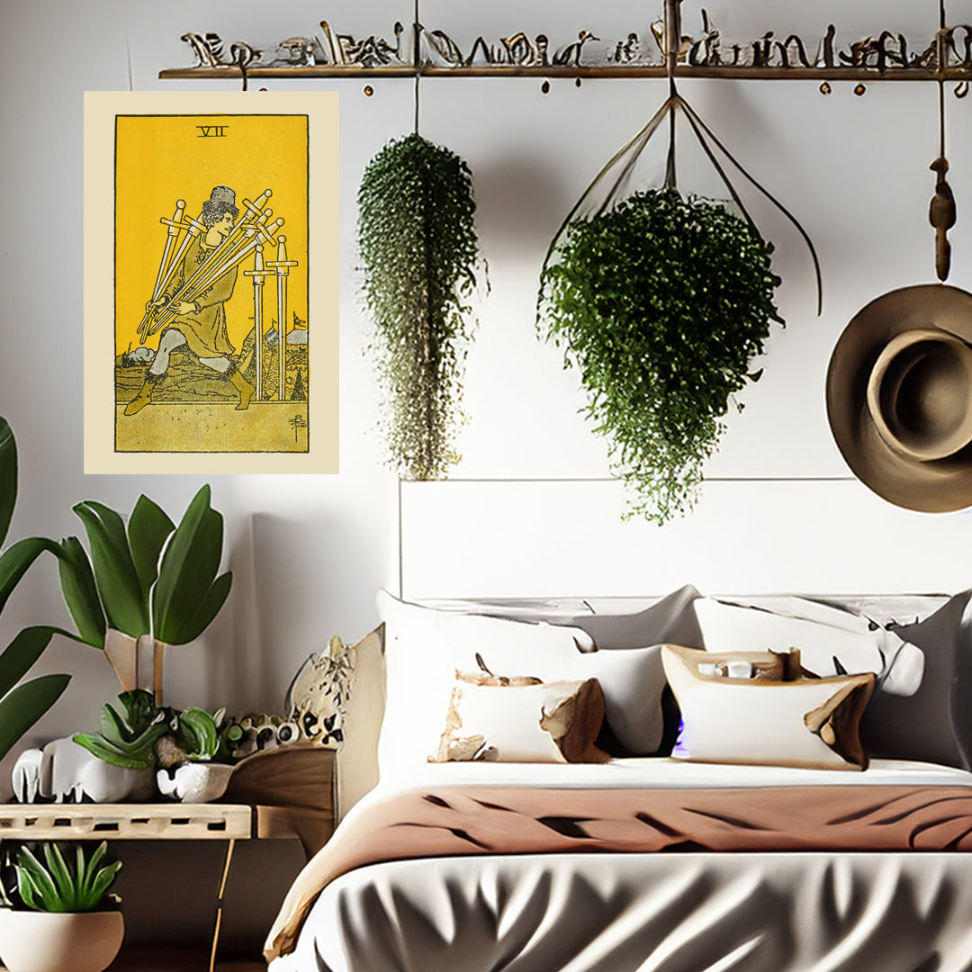 Seven Of Swords Canvas Print - Tarot Card Art for Home or Office - Apothecary Decor