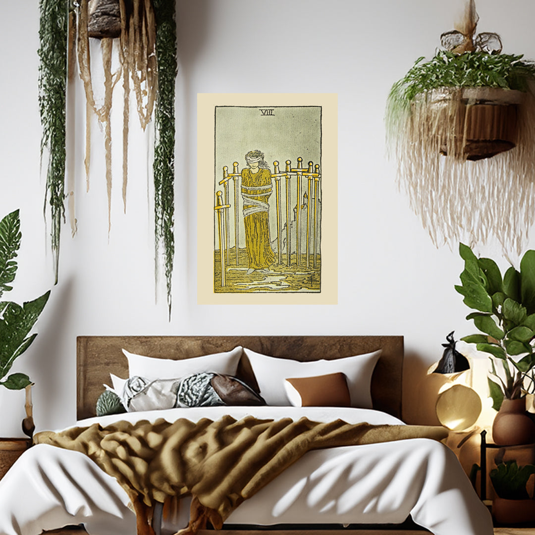 Eight Of Swords Canvas Print - Tarot Card Art for Home or Office - Apothecary Decor