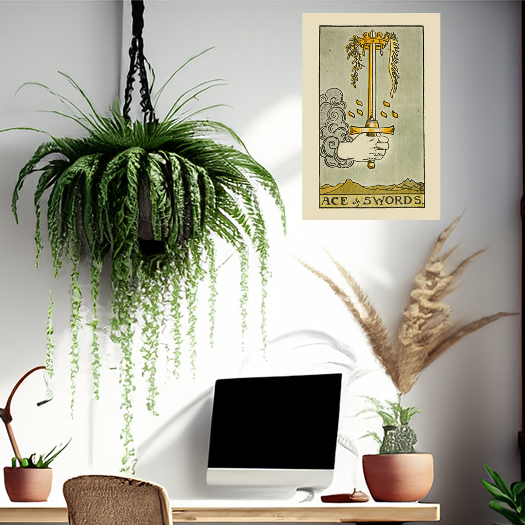Ace Of Swords Canvas Print - Tarot Card Art for Home or Office - Apothecary Decor