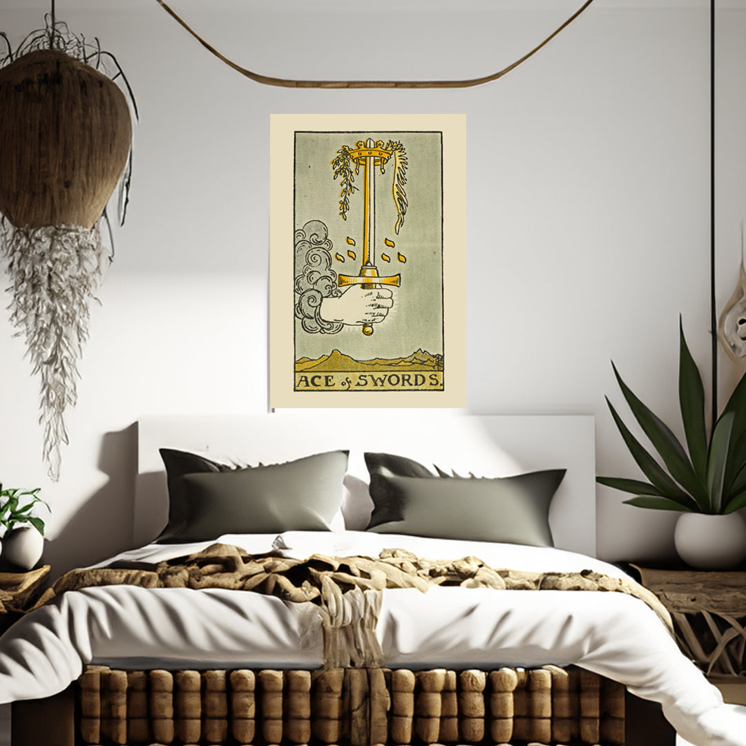 Ace Of Swords Canvas Print - Tarot Card Art for Home or Office - Apothecary Decor