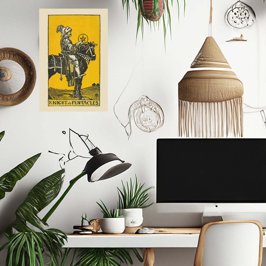 Knight Of Pentacles Canvas Print - Tarot Card Art for Home or Office - Apothecary Decor