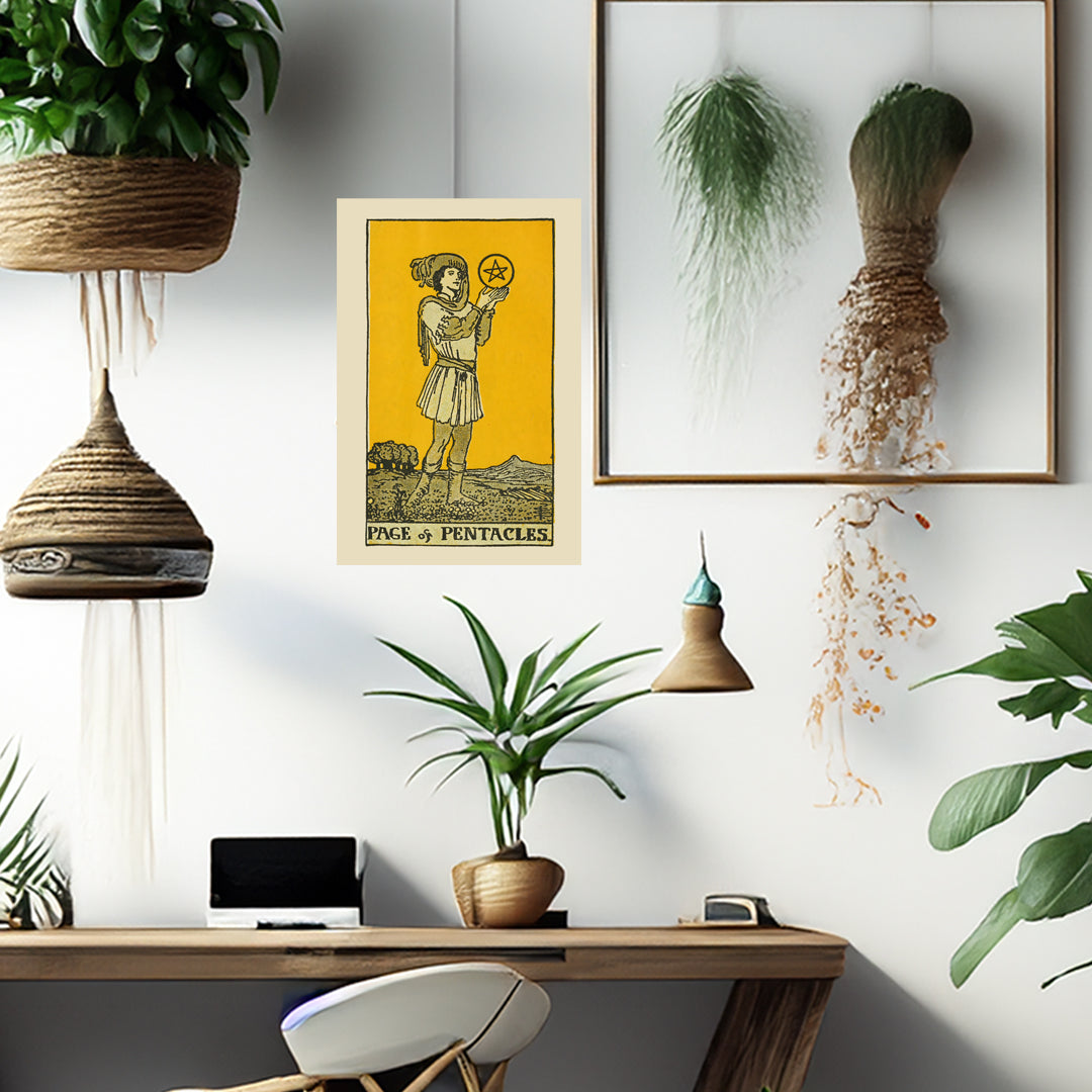 Page Of Pentacles Canvas Print - Tarot Card Art for Home or Office - Apothecary Decor
