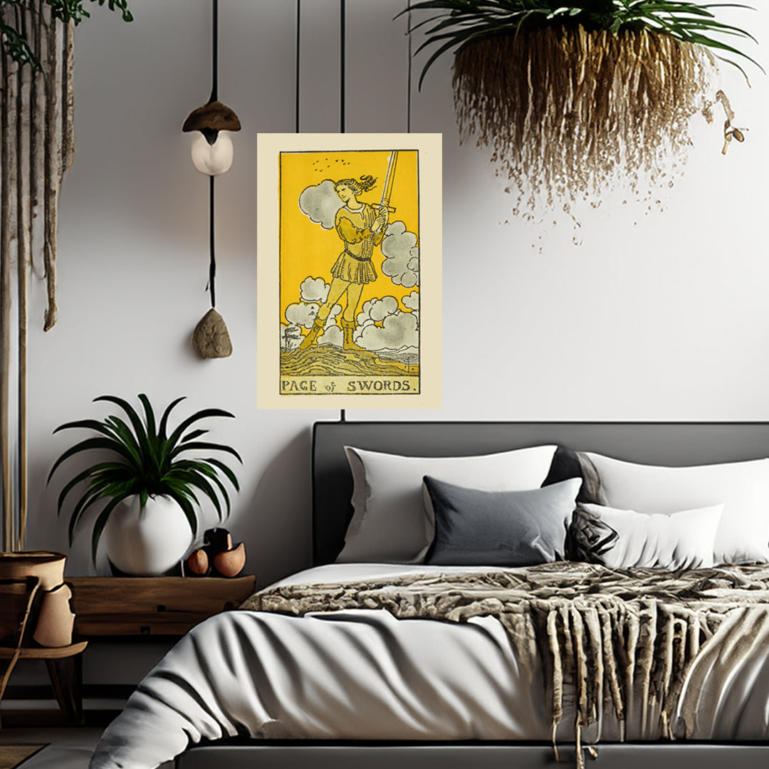 Page Of Swords Canvas Print - Tarot Card Art for Home or Office - Apothecary Decor