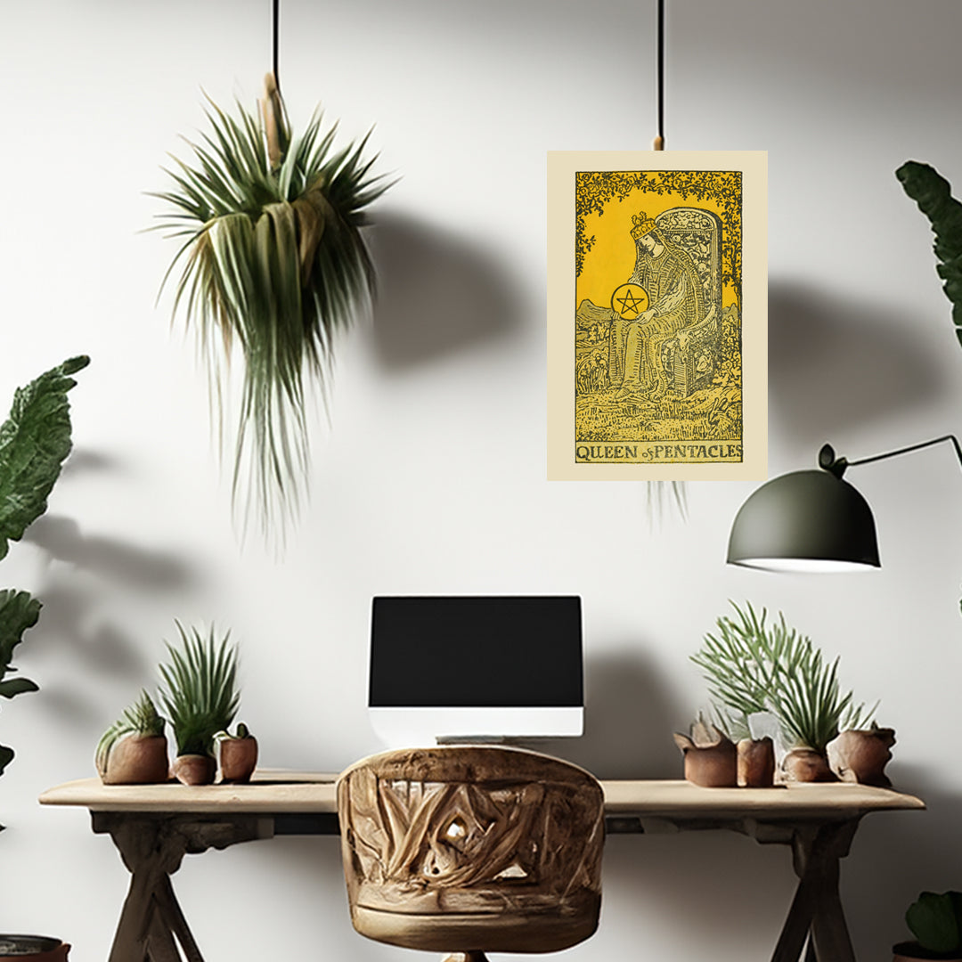 Queen Of Pentacles Canvas Print - Tarot Card Art for Home or Office - Apothecary Decor