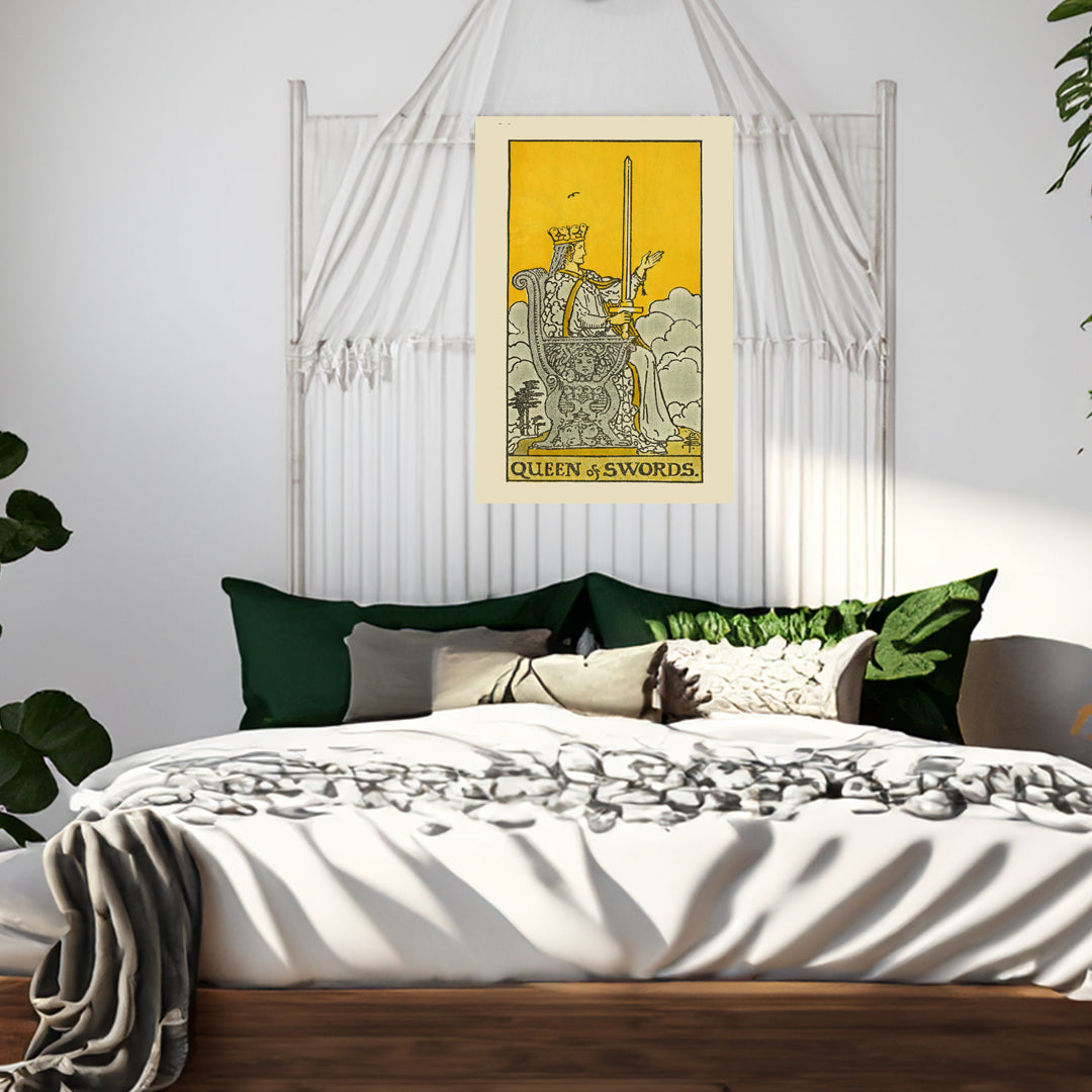 Queen Of Swords Canvas Print - Tarot Card Art for Home or Office - Apothecary Decor
