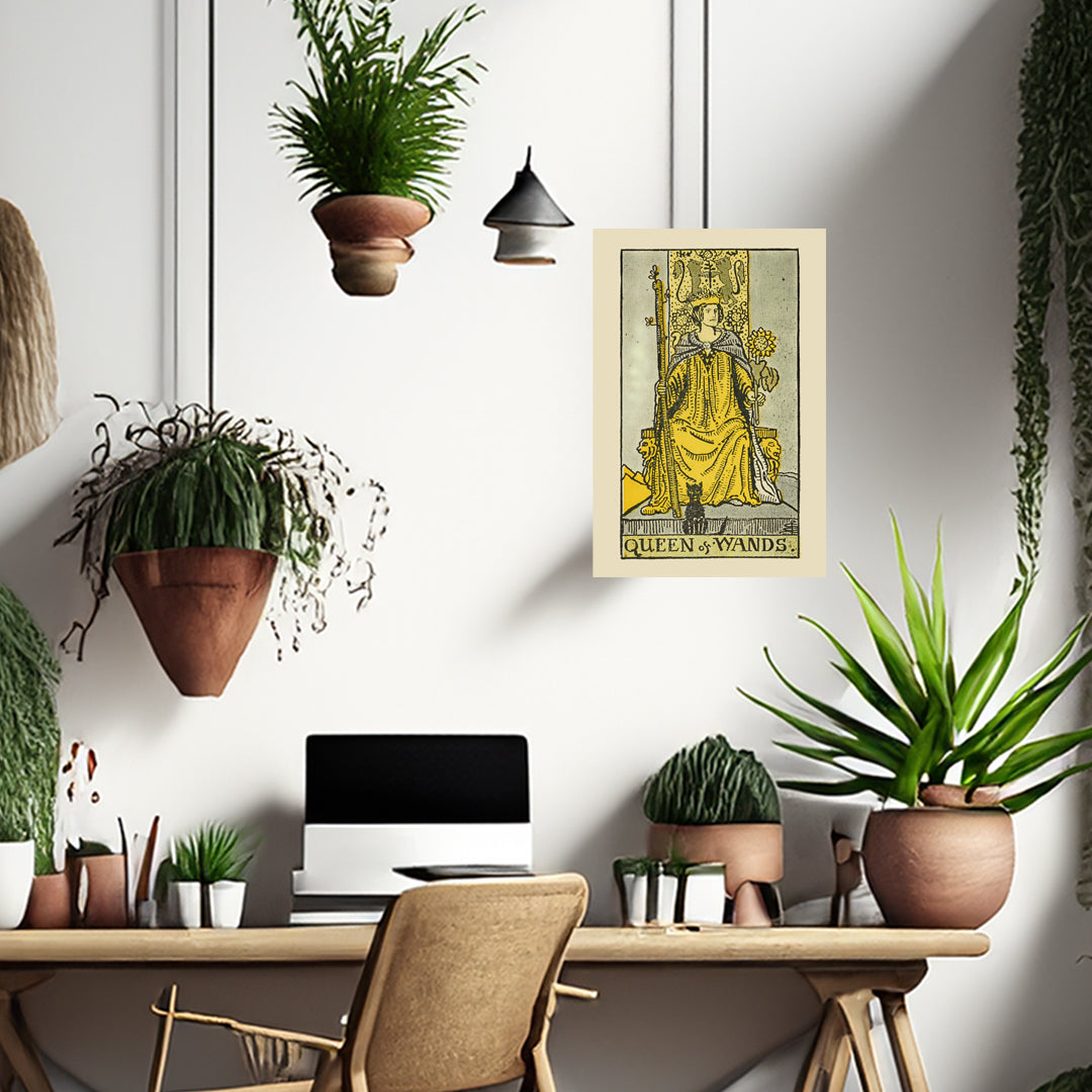 Queen Of Wands Canvas Print - Tarot Card Art for Home or Office - Apothecary Decor
