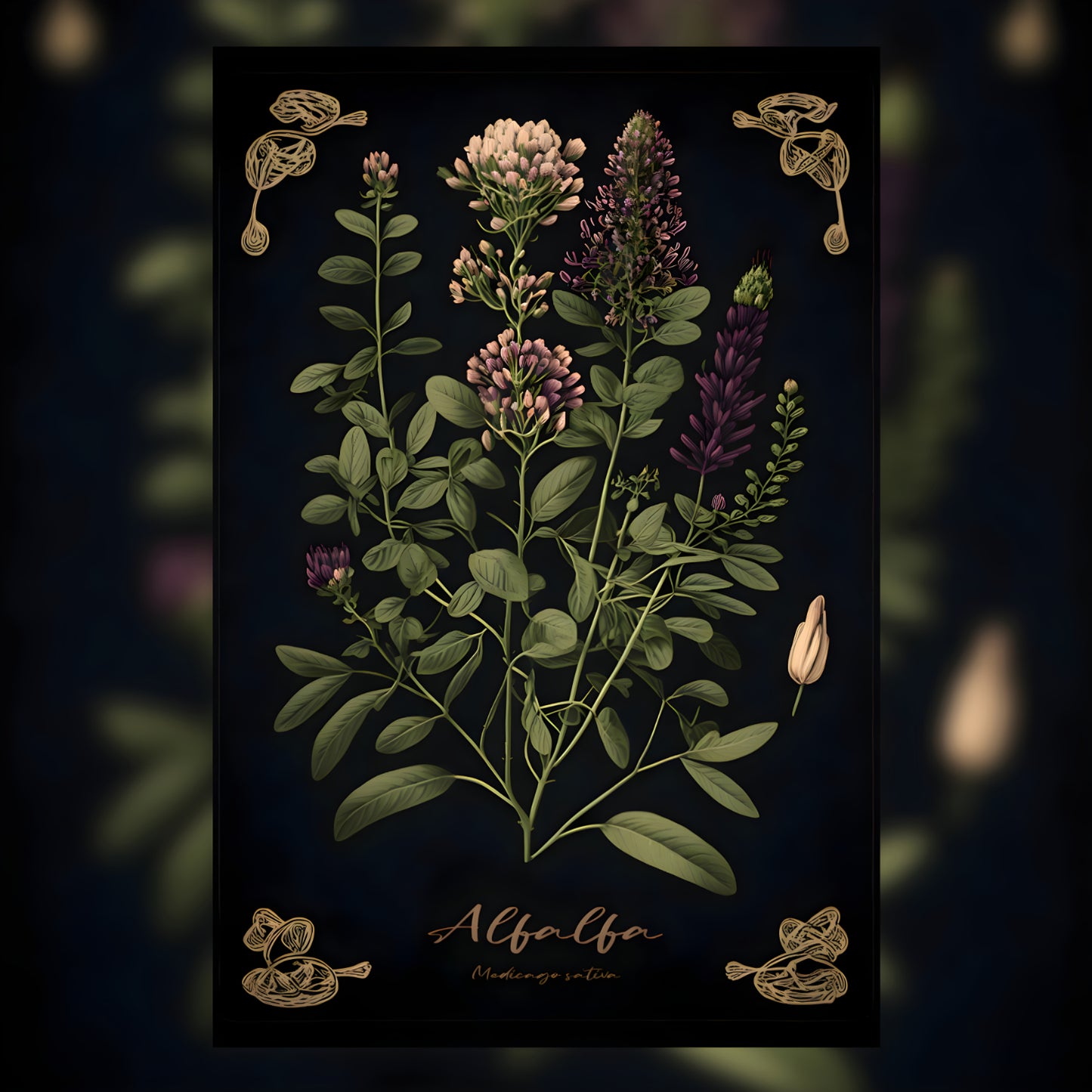 Dark Alfalfa Canvas Print - Herbal Art for Home or Office - Apothecary Decor