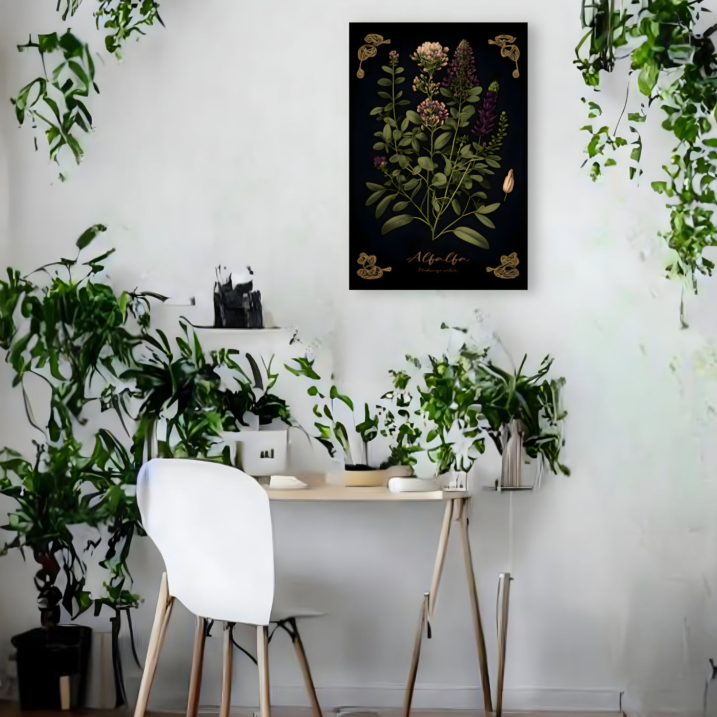 Dark Alfalfa Canvas Print - Herbal Art for Home or Office - Apothecary Decor
