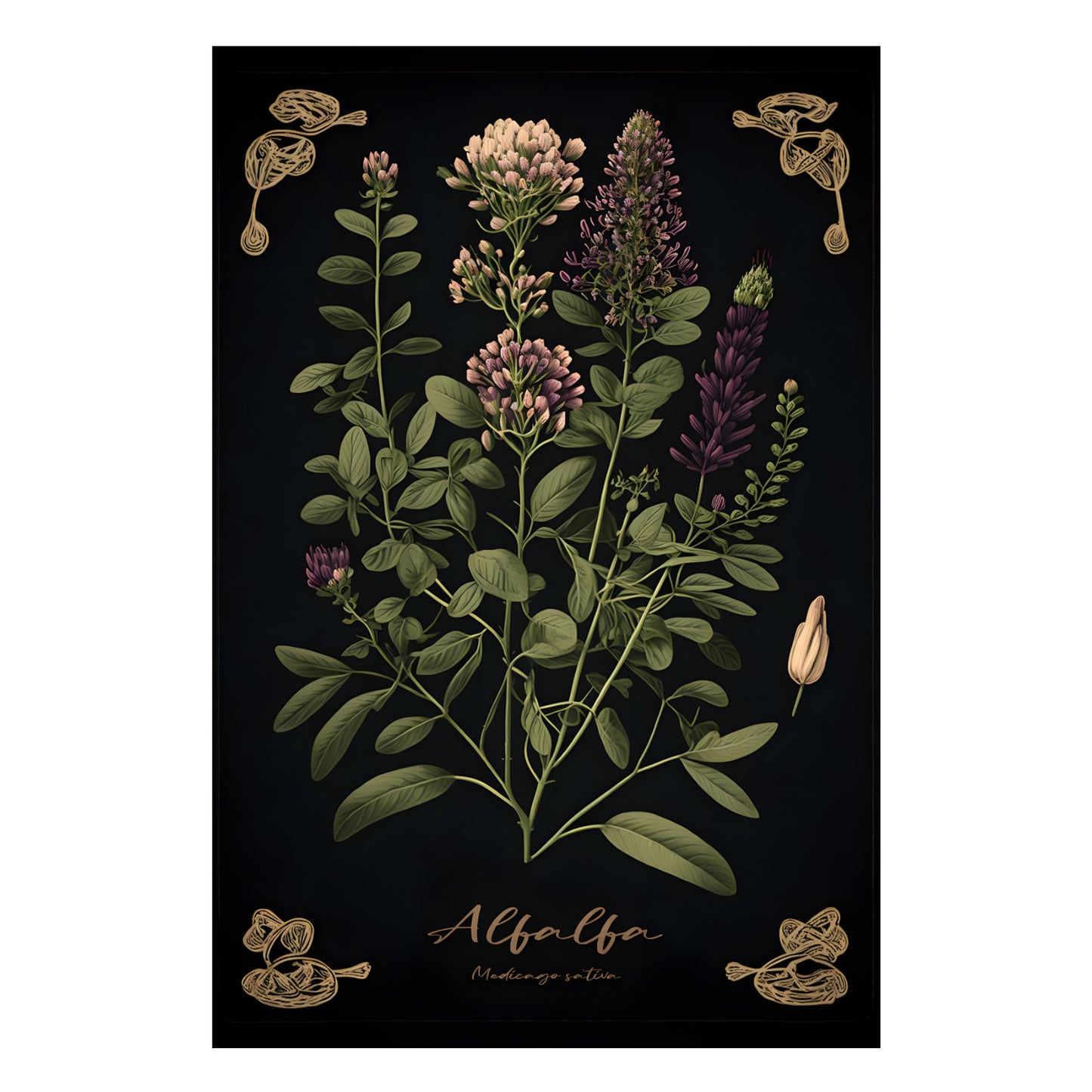 Dark Alfalfa Canvas Print - Herbal Art for Home or Office - Apothecary Decor