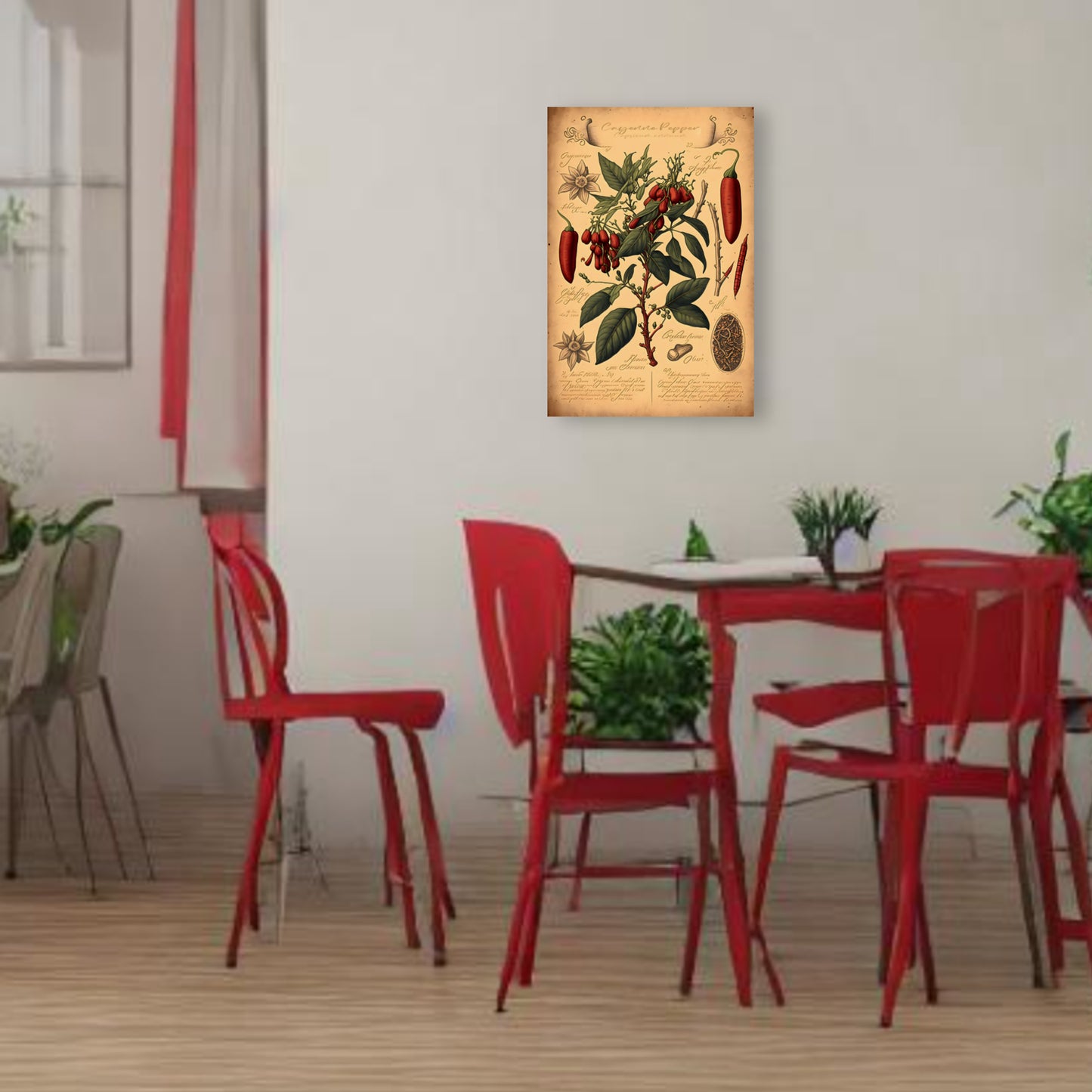 Light Cayenne Canvas Print - Herbal Art for Home or Office - Apothecary Decor