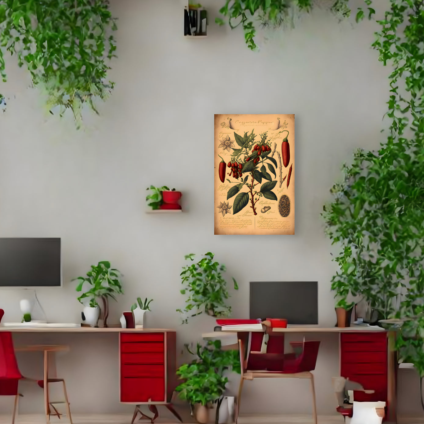 Light Cayenne Canvas Print - Herbal Art for Home or Office - Apothecary Decor