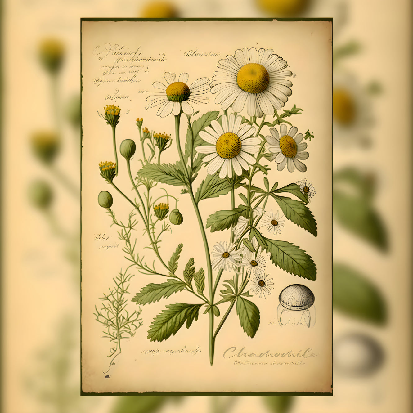Light Chamomile Canvas Print - Herbal Art for Home or Office - Apothecary Decor