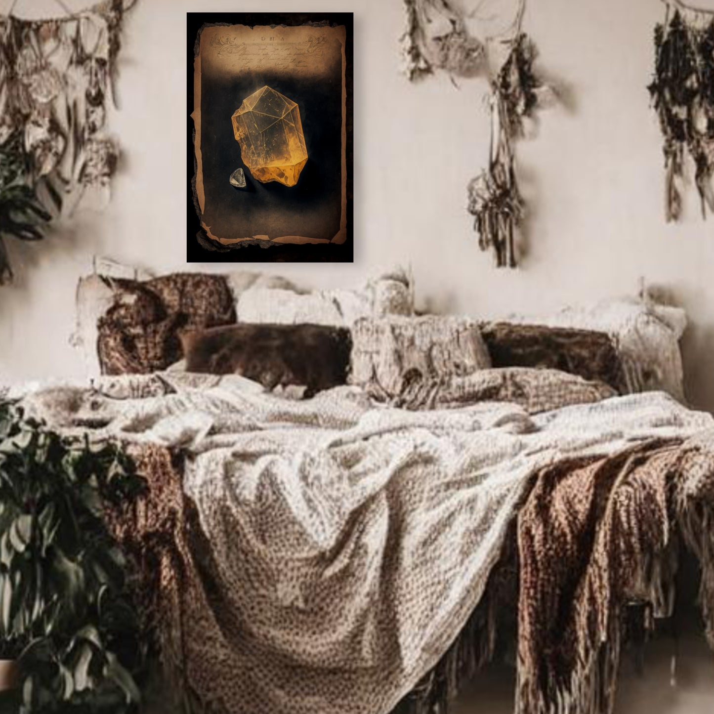 Dark Citrine Canvas Print - Crystal Art for Home or Office - Apothecary Decor