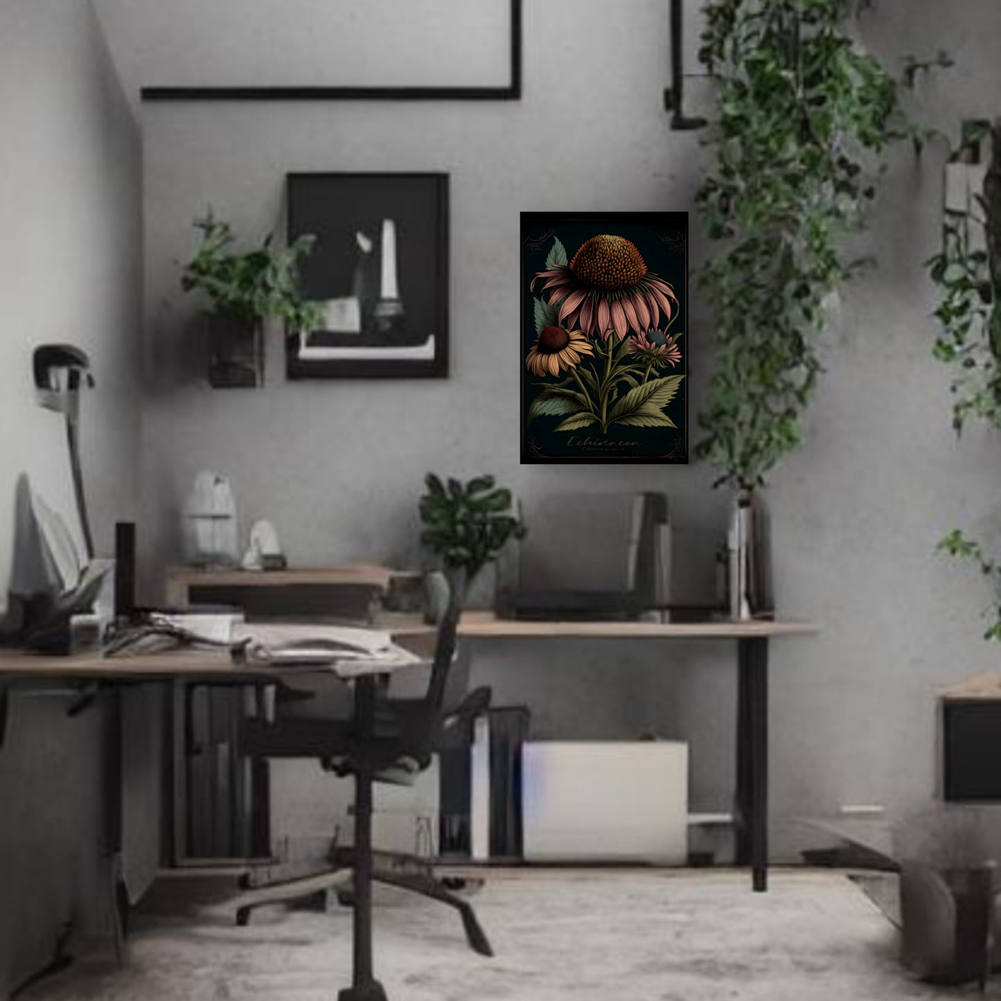 Light Echinacea Canvas Print - Herbal Art for Home or Office - Apothecary Decor