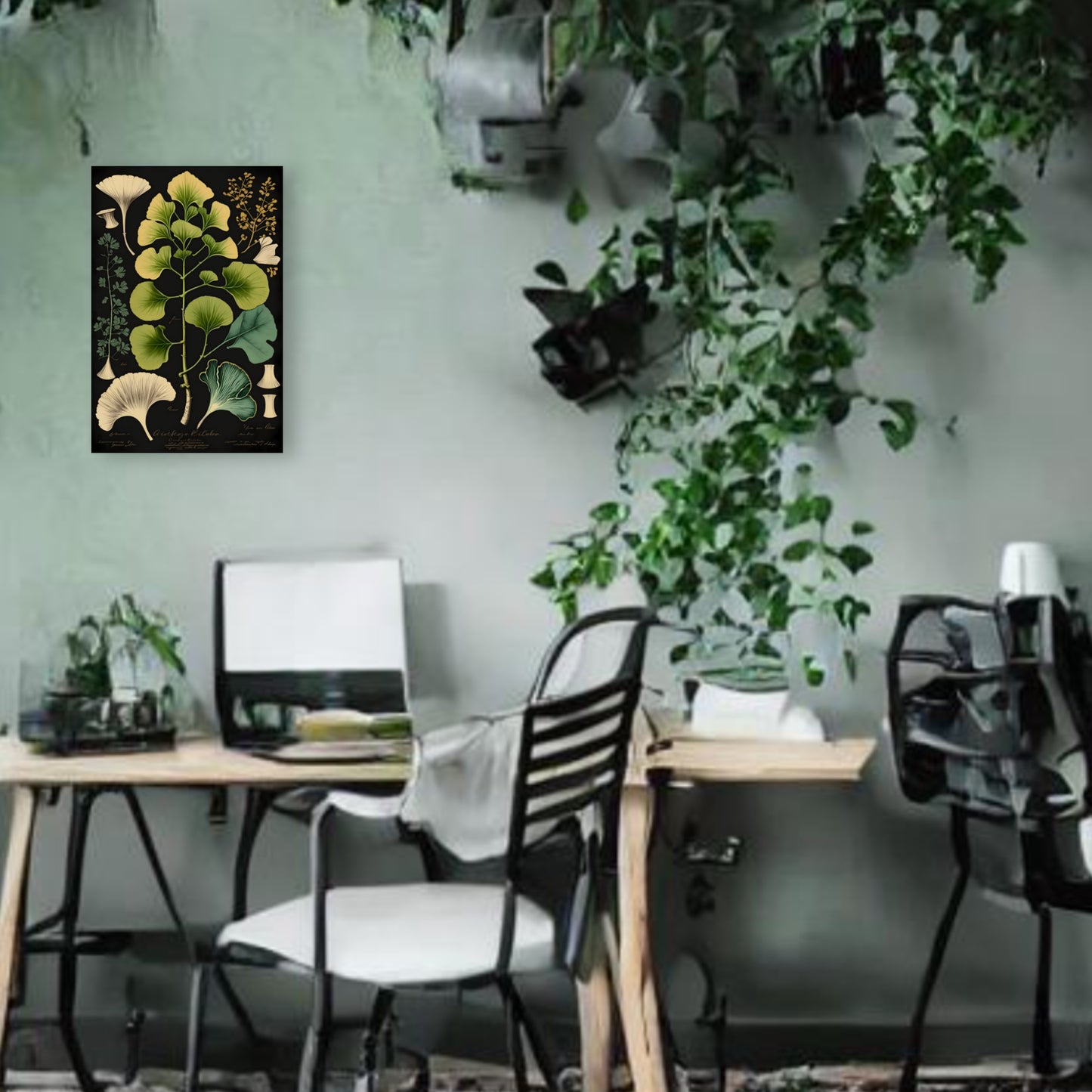 Dark Ginkgo Biloba Canvas Print - Herbal Art for Home or Office - Apothecary Decor