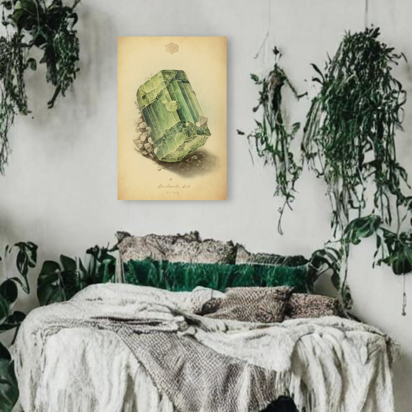 Light Green Tourmaline Canvas Print - Crystal Art for Home or Office - Apothecary Decor