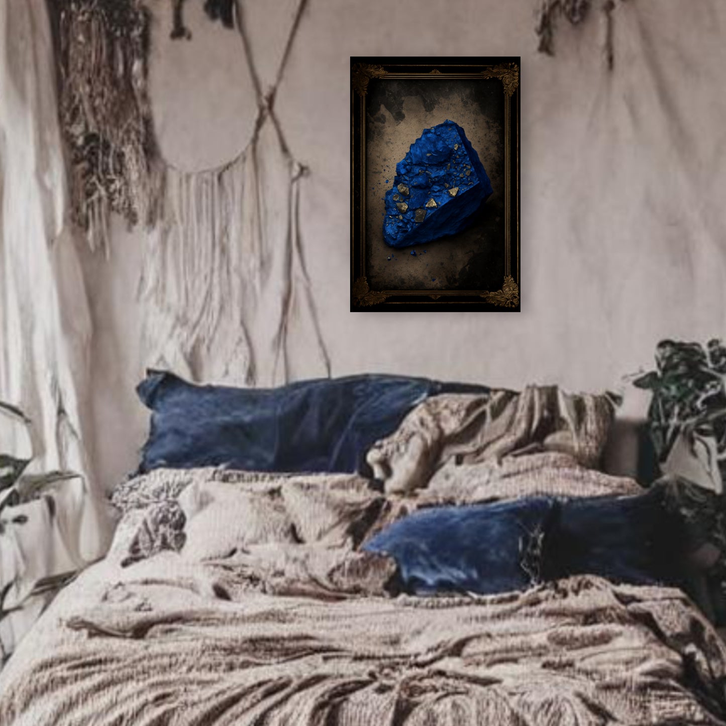 Dark Lapis Lazuli Canvas Print - Crystal Art for Home or Office - Apothecary Decor