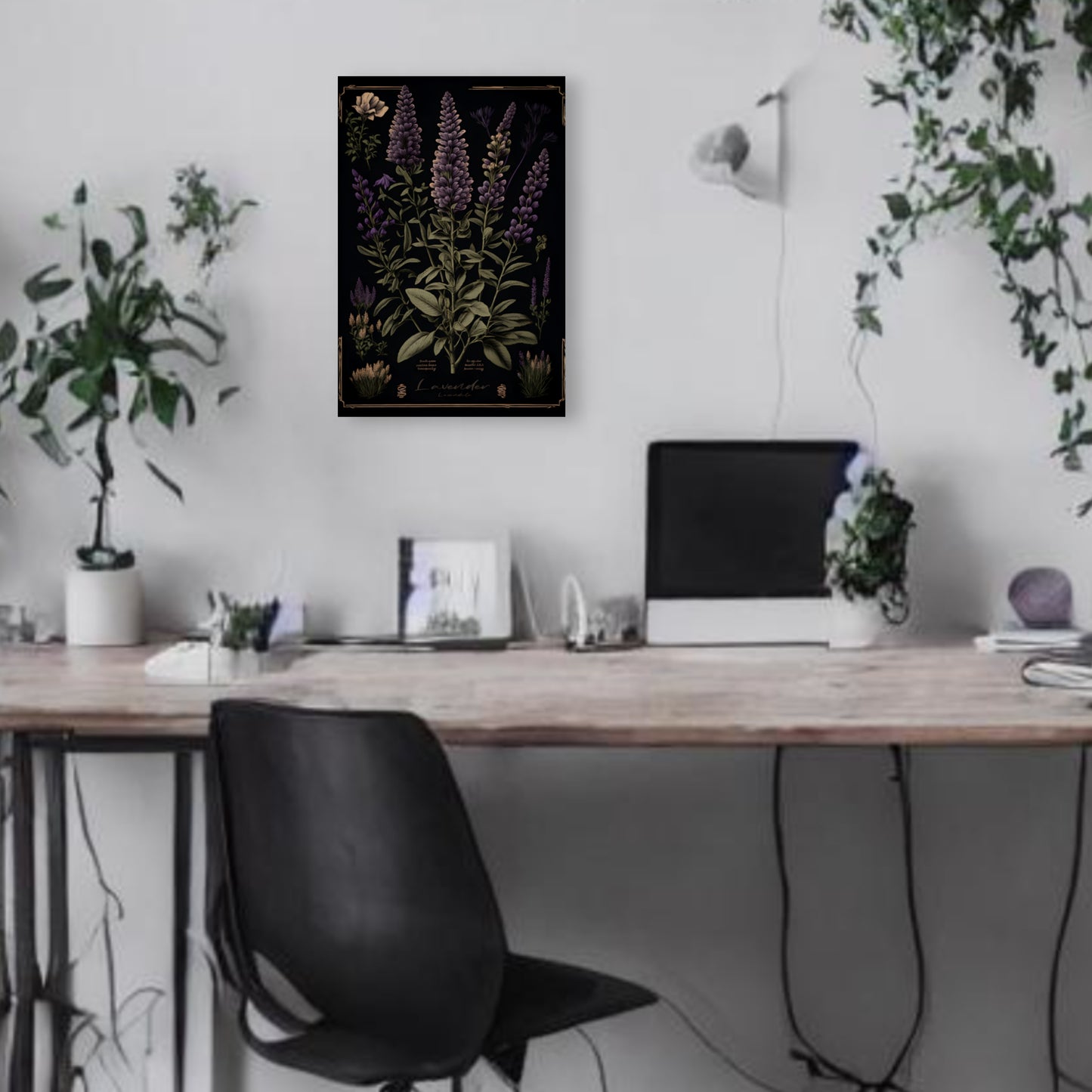 Dark Lavender Canvas Print - Herbal Art for Home or Office - Apothecary Decor