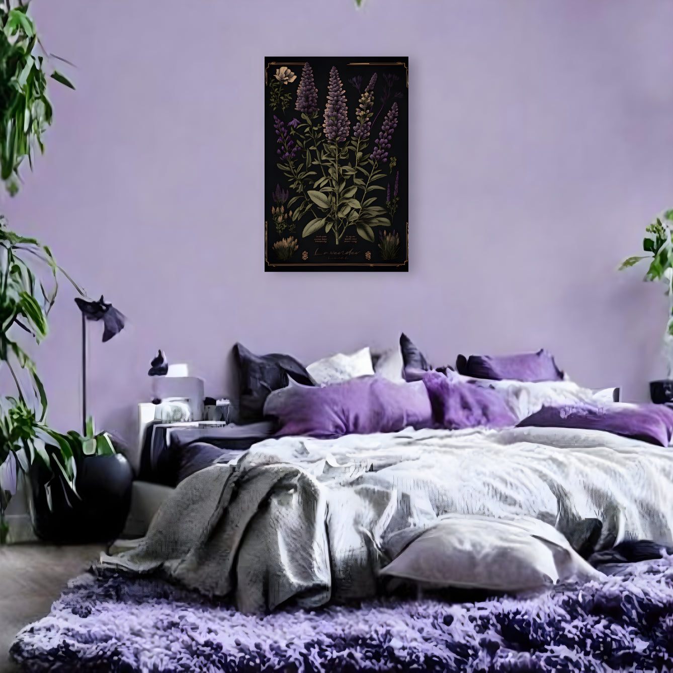 Dark Lavender Canvas Print - Herbal Art for Home or Office - Apothecary Decor