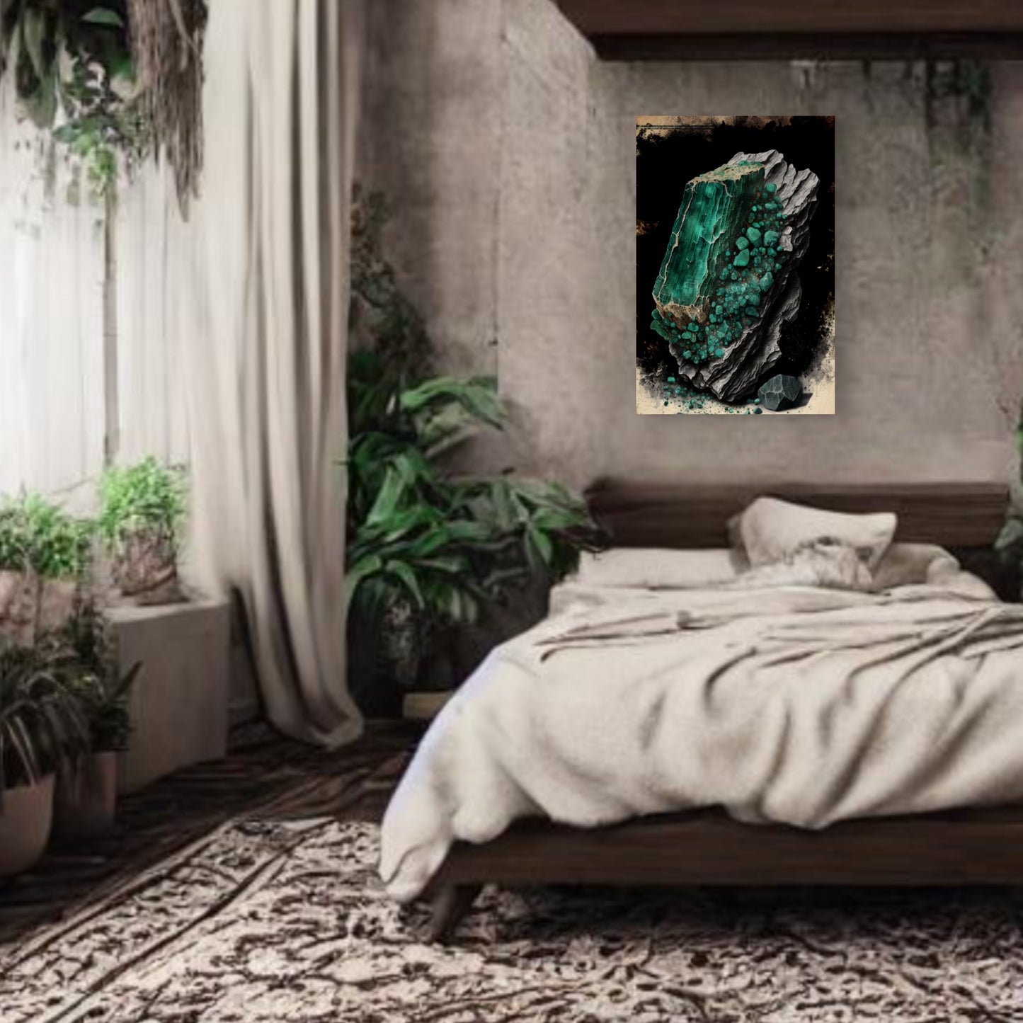 Dark Malachite Canvas Print - Crystal Art for Home or Office - Apothecary Decor