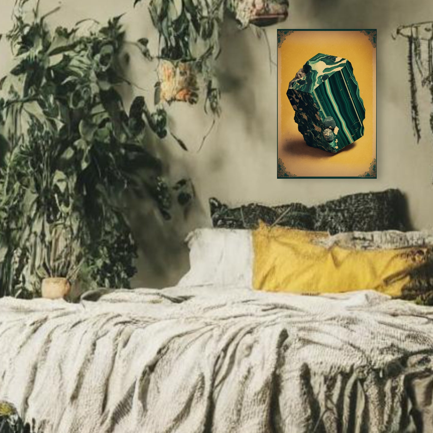 Light Malachite Canvas Print - Crystal Art for Home or Office - Apothecary Decor