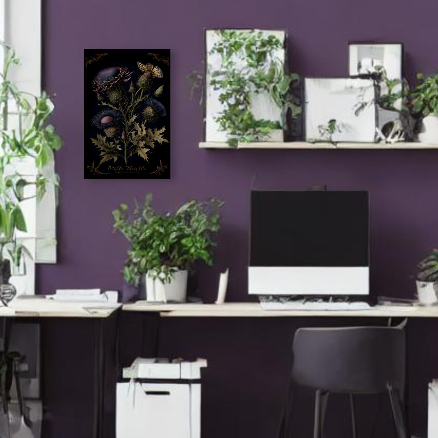 Dark Milk Thistle Canvas Print - Herbal Art for Home or Office - Apothecary Decor