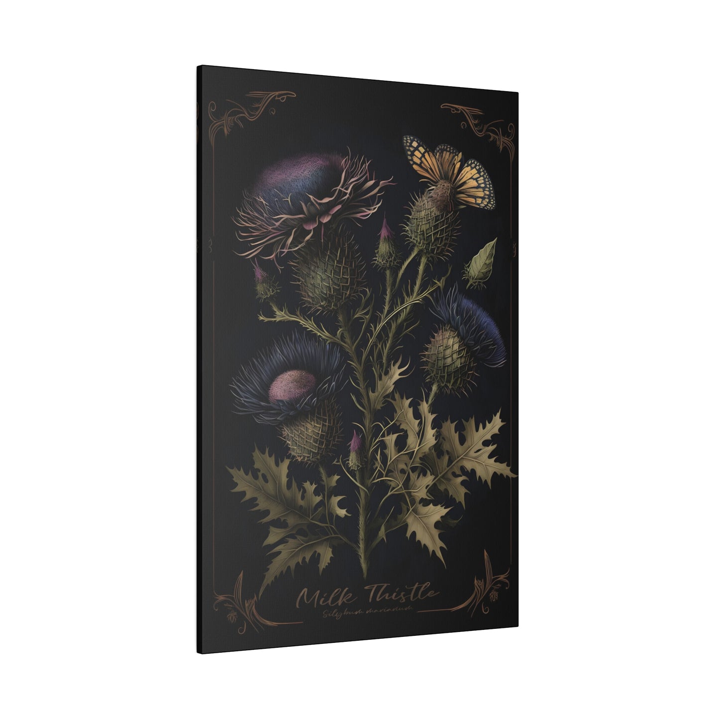 Dark Milk Thistle Canvas Print - Herbal Art for Home or Office - Apothecary Decor