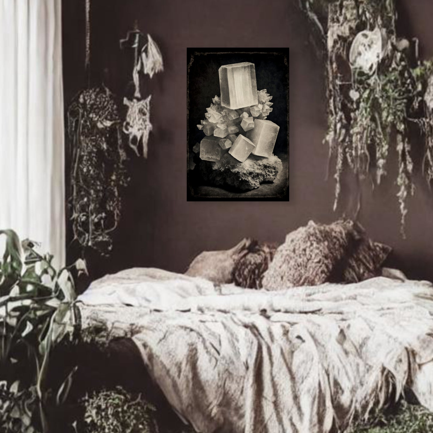 Dark Selenite Canvas Print - Crystal Art for Home or Office - Apothecary Decor