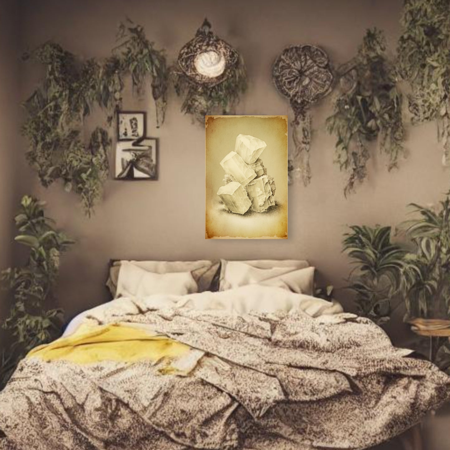 Light Selenite Canvas Print - Crystal Art for Home or Office - Apothecary Decor