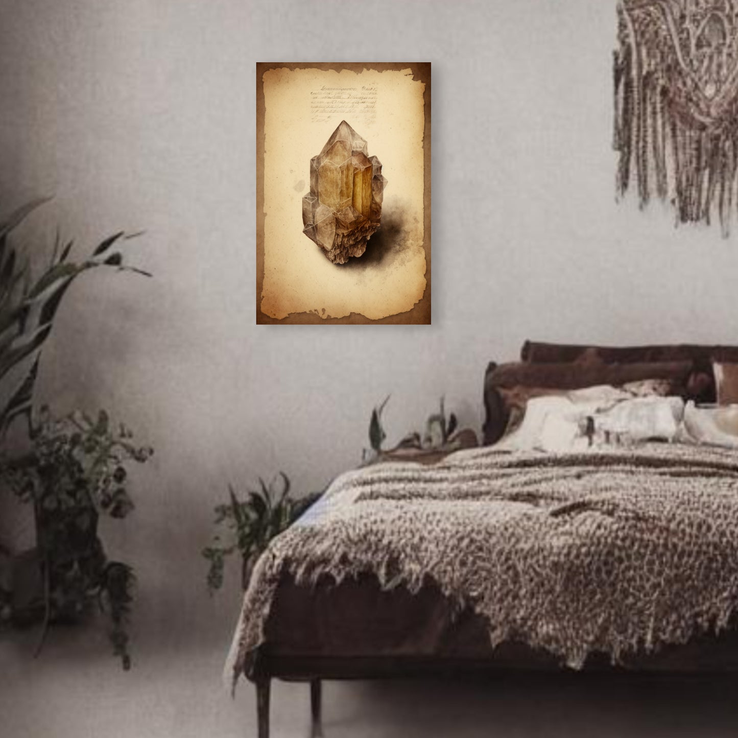 Light Smoky Quartz Canvas Print - Crystal Art for Home or Office - Apothecary Decor