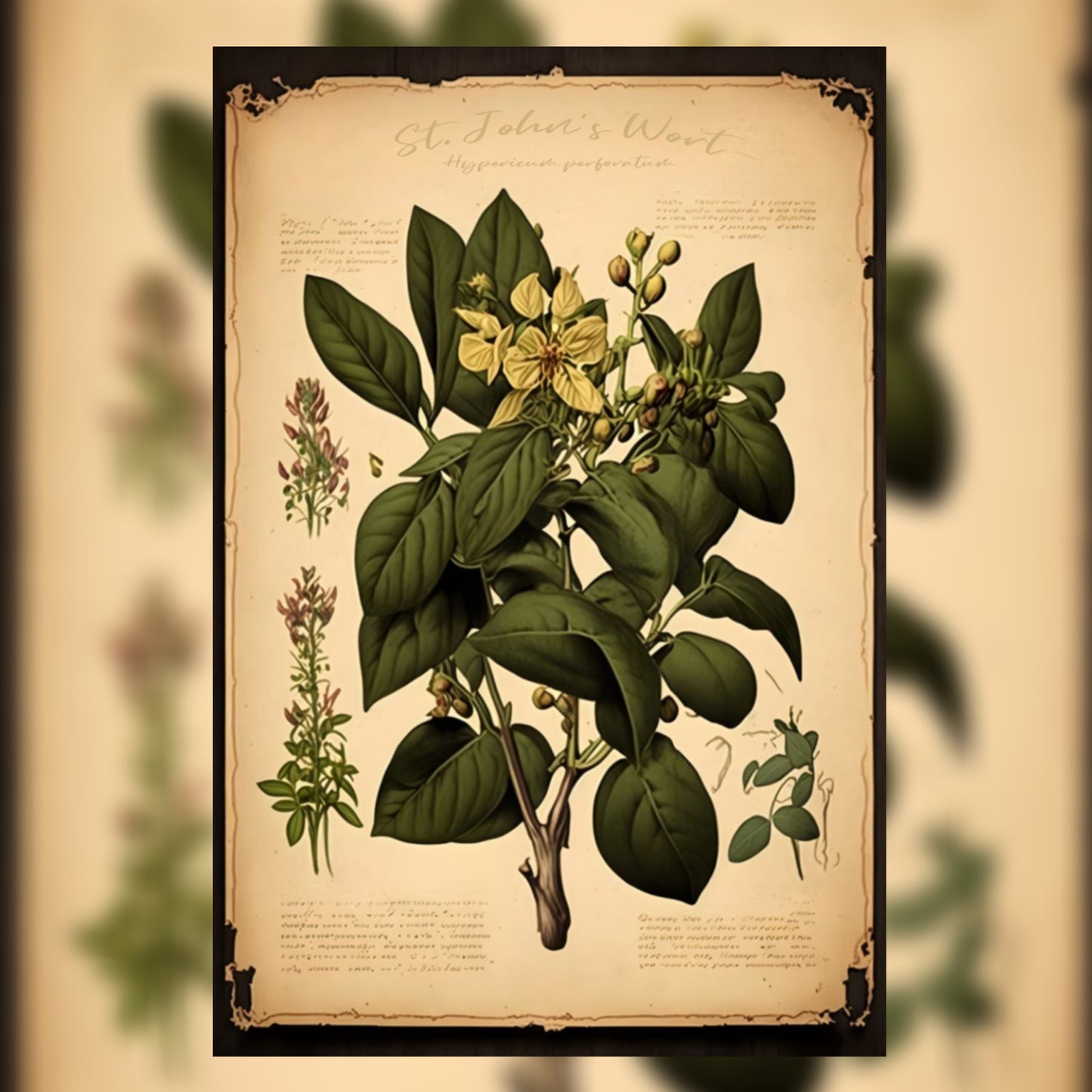 Light St. John's Wart Canvas Print - Herbal Art for Home or Office - Apothecary Decor