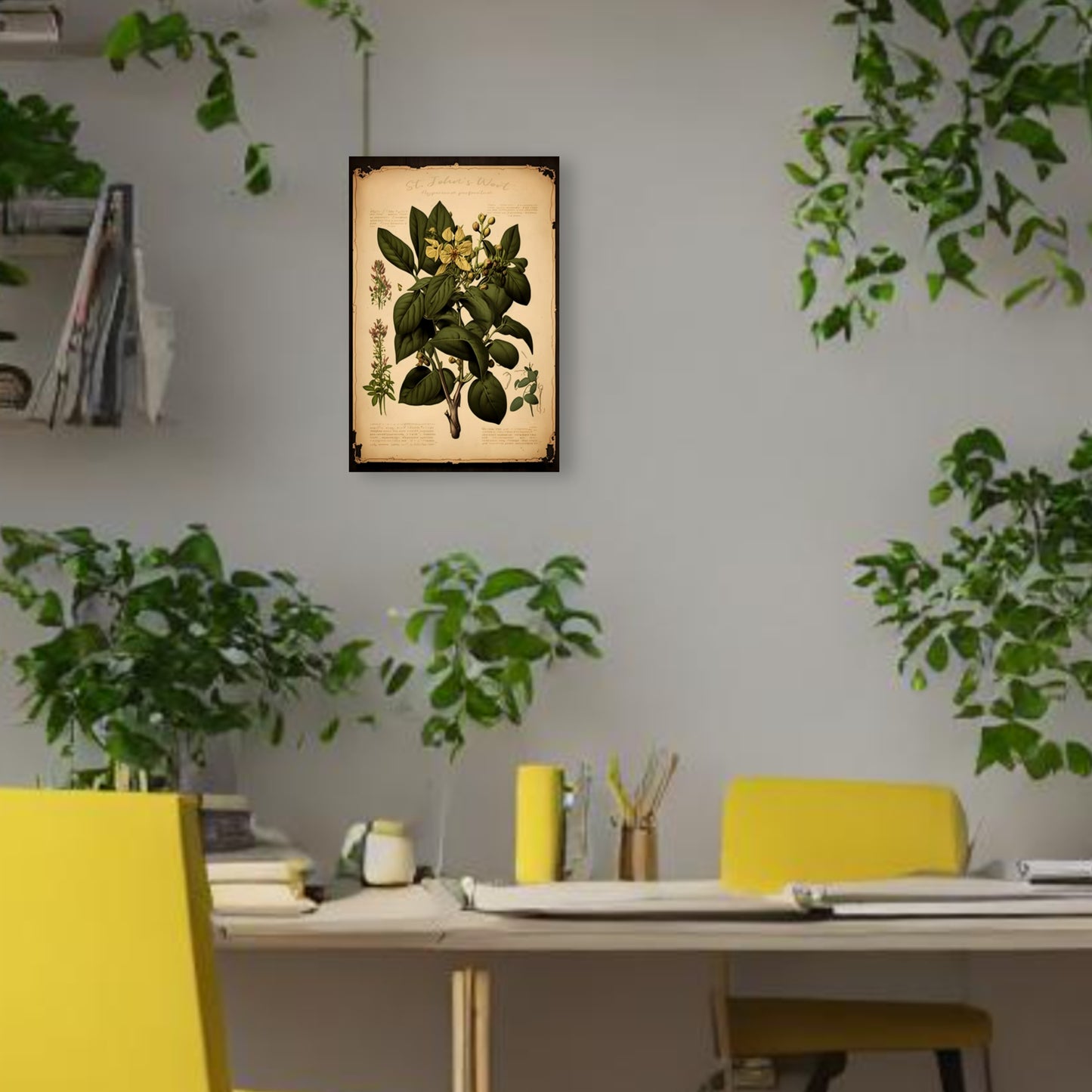 Light St. John's Wart Canvas Print - Herbal Art for Home or Office - Apothecary Decor