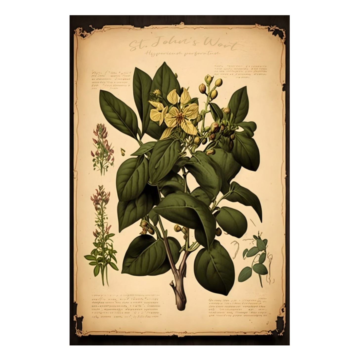 Light St. John's Wart Canvas Print - Herbal Art for Home or Office - Apothecary Decor