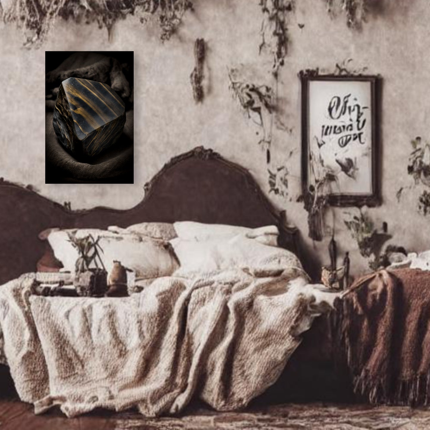 Dark Tiger's Eye Canvas Print - Crystal Art for Home or Office - Apothecary Decor