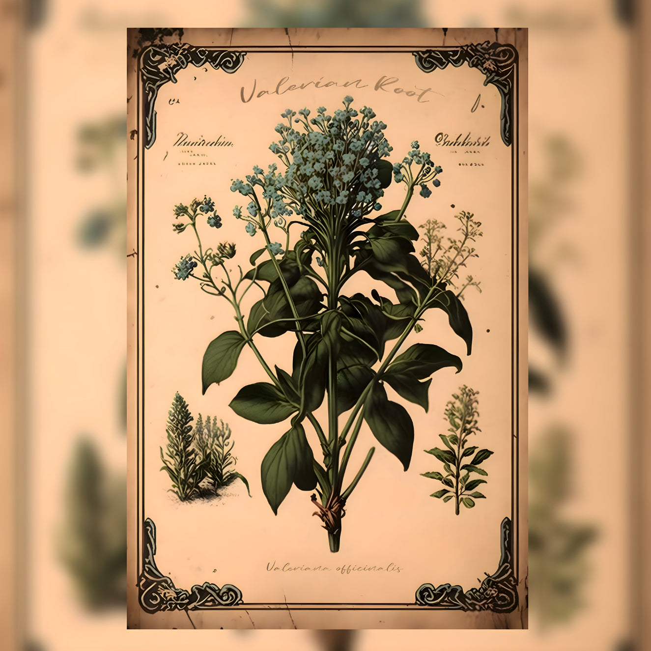 Light Valerian Root Canvas Print - Herbal Art for Home or Office - Apothecary Decor