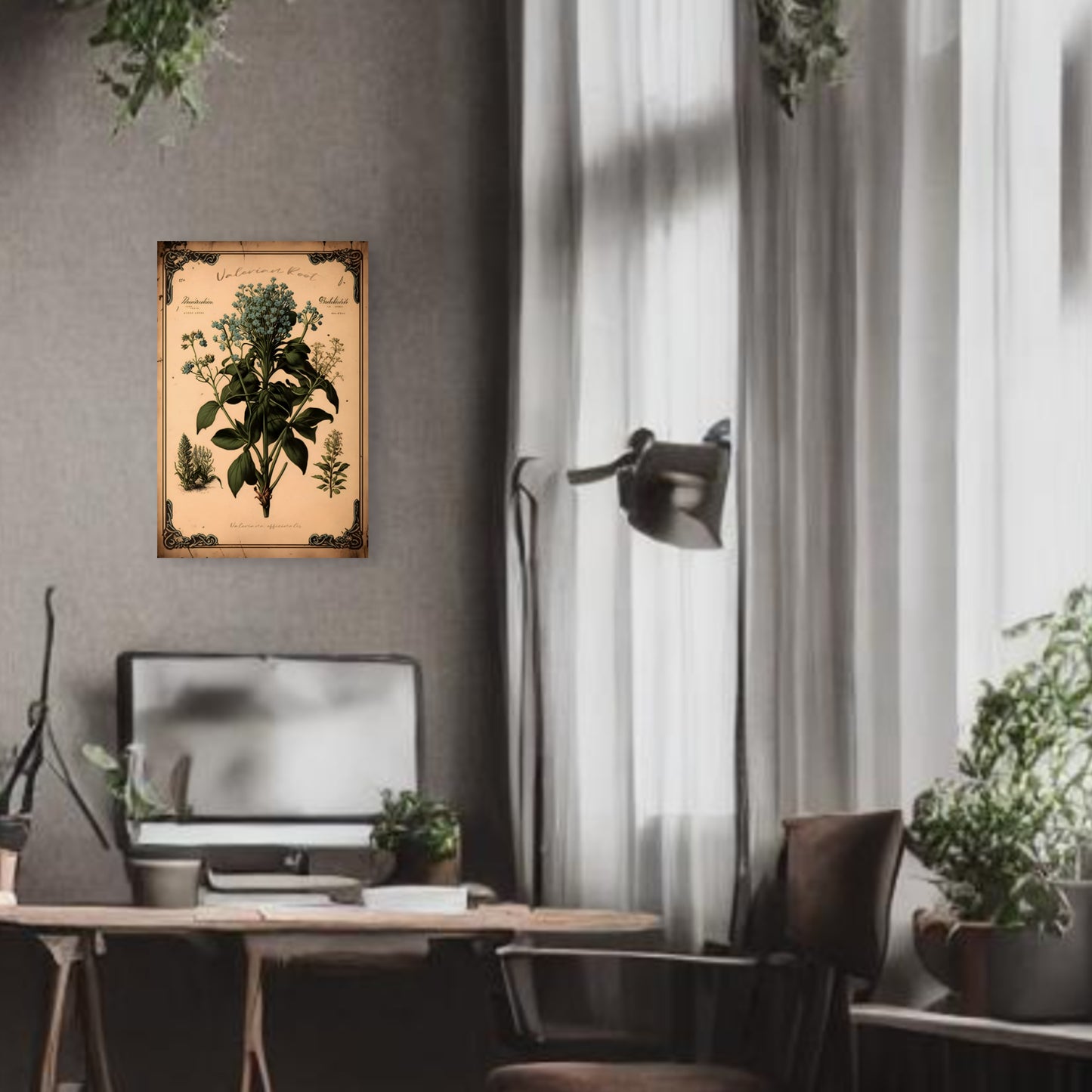 Dark Yarrow Canvas Print - Herbal Art for Home or Office - Apothecary Decor