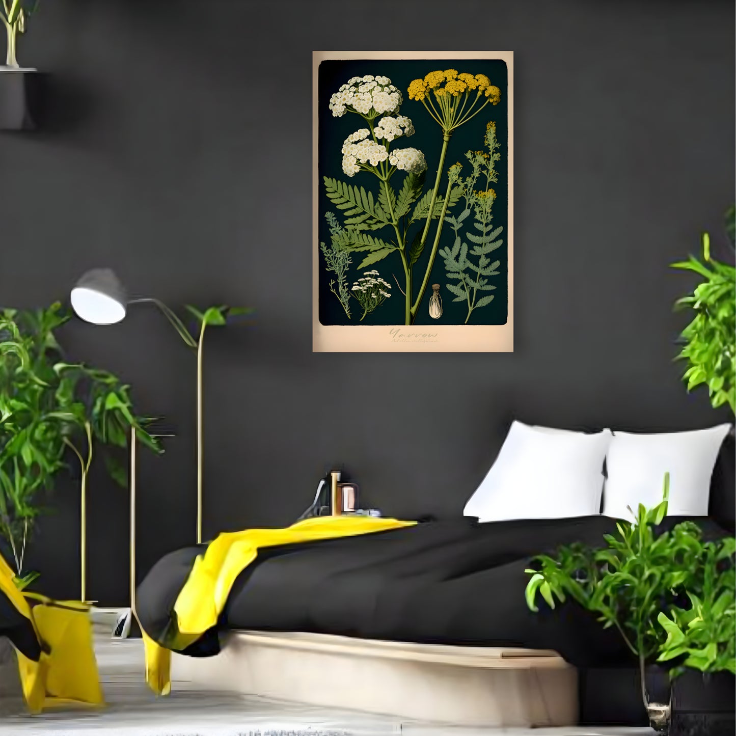 Dark Yarrow Canvas Print - Herbal Art for Home or Office - Apothecary Decor