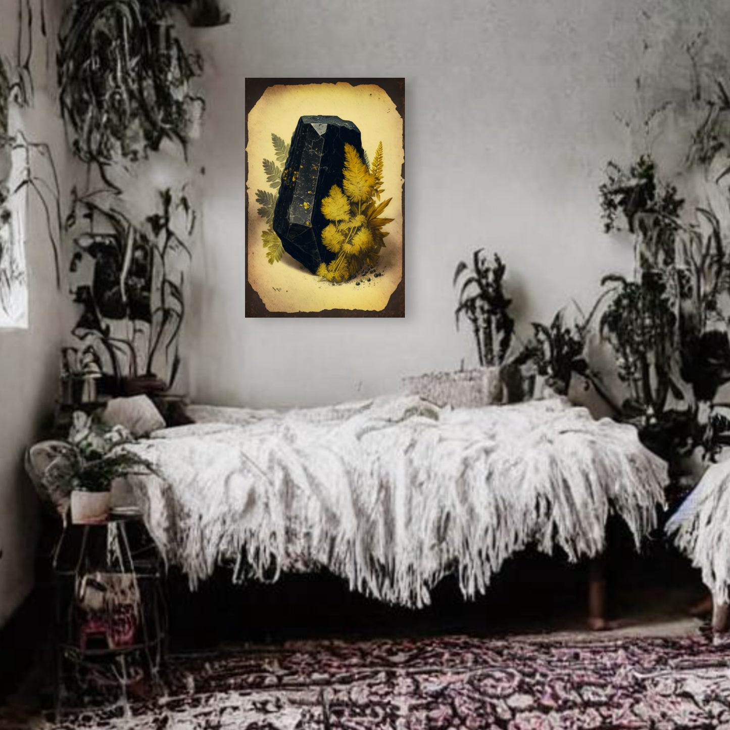 Light Black Tourmaline Canvas Print - Crystal Art for Home or Office - Apothecary Decor