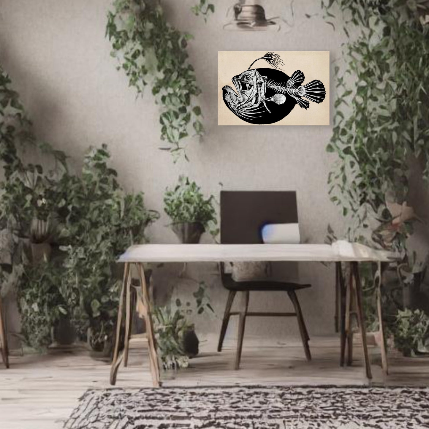 Fish Skeleton Canvas Print - Apothecary Art for Home or Office - Apothecary Decor