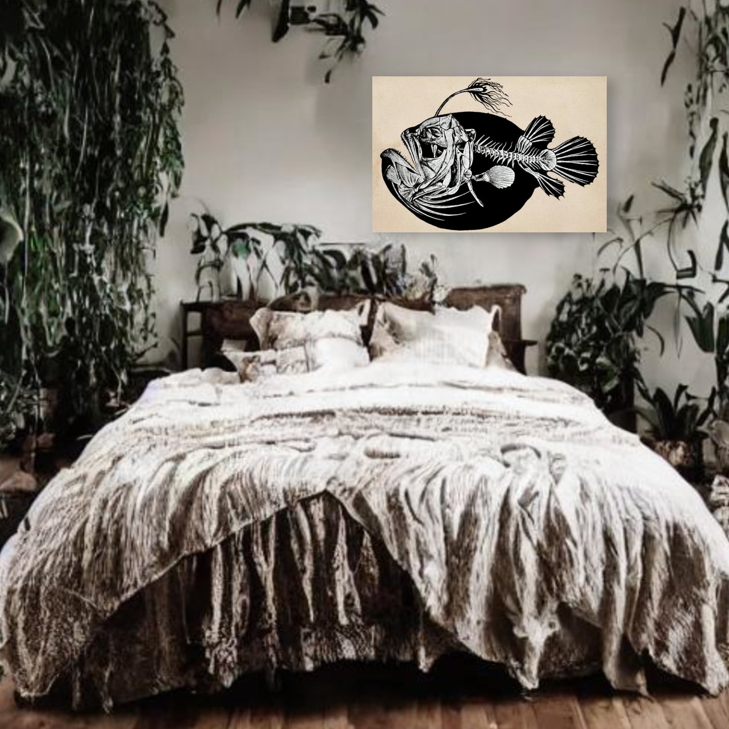 Fish Skeleton Canvas Print - Apothecary Art for Home or Office - Apothecary Decor