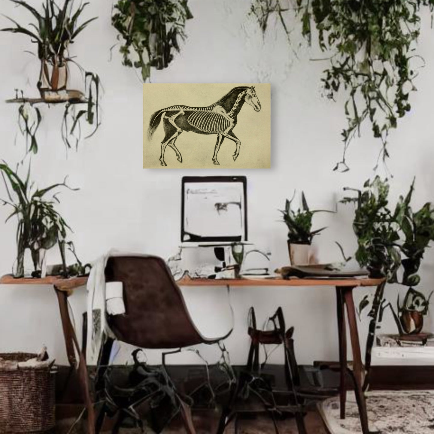 Horse Skeleton Canvas Print - Apothecary Art for Home or Office - Apothecary Decor