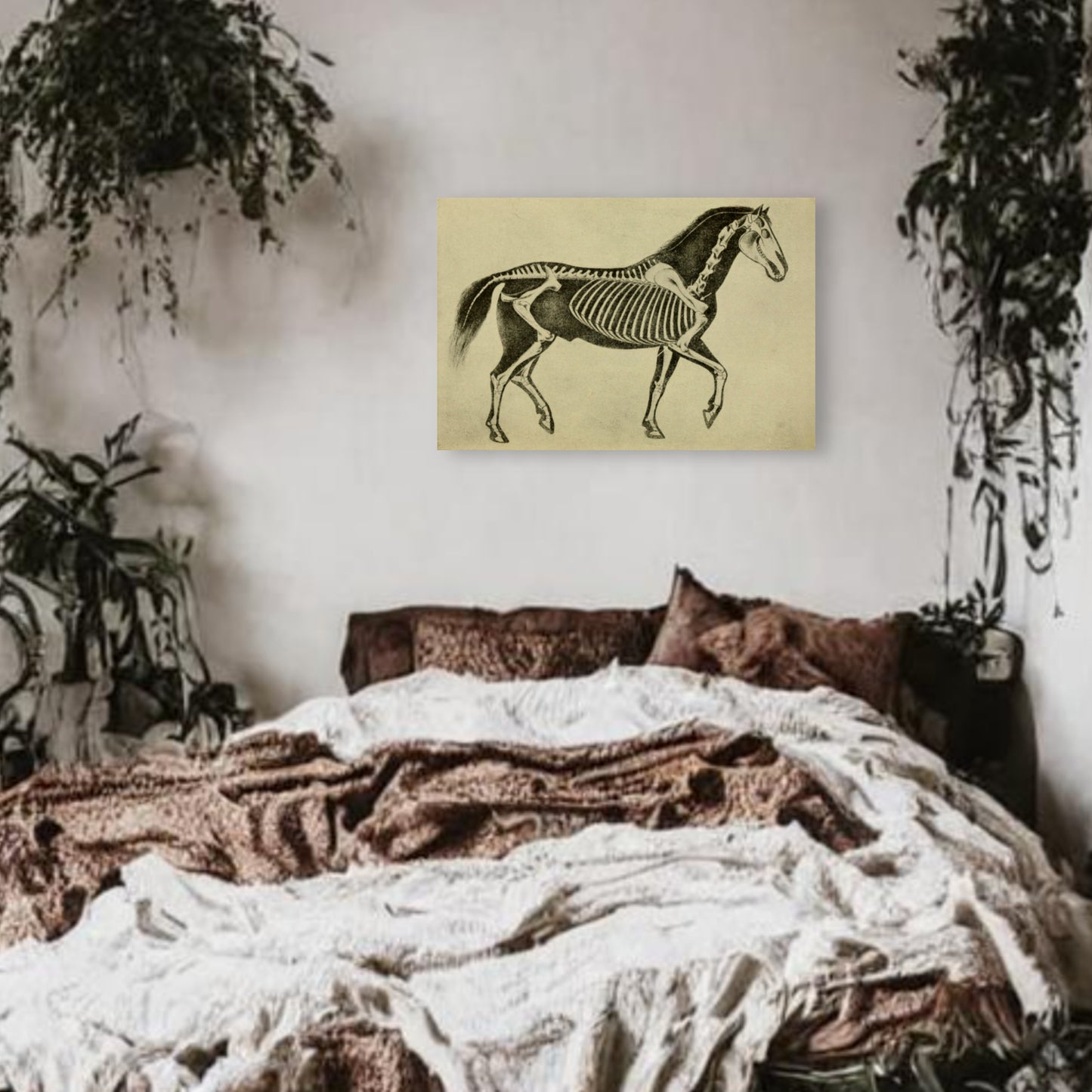 Horse Skeleton Canvas Print - Apothecary Art for Home or Office - Apothecary Decor