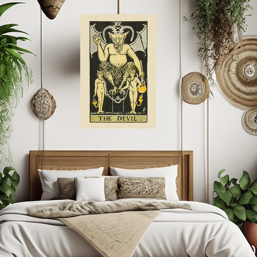 The Devil Number 15 Canvas Print - Tarot Card Art for Home or Office - Apothecary Decor