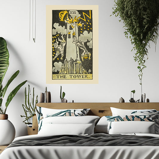 The Tower Number 16 Canvas Print - Tarot Card Art for Home or Office - Apothecary Decor